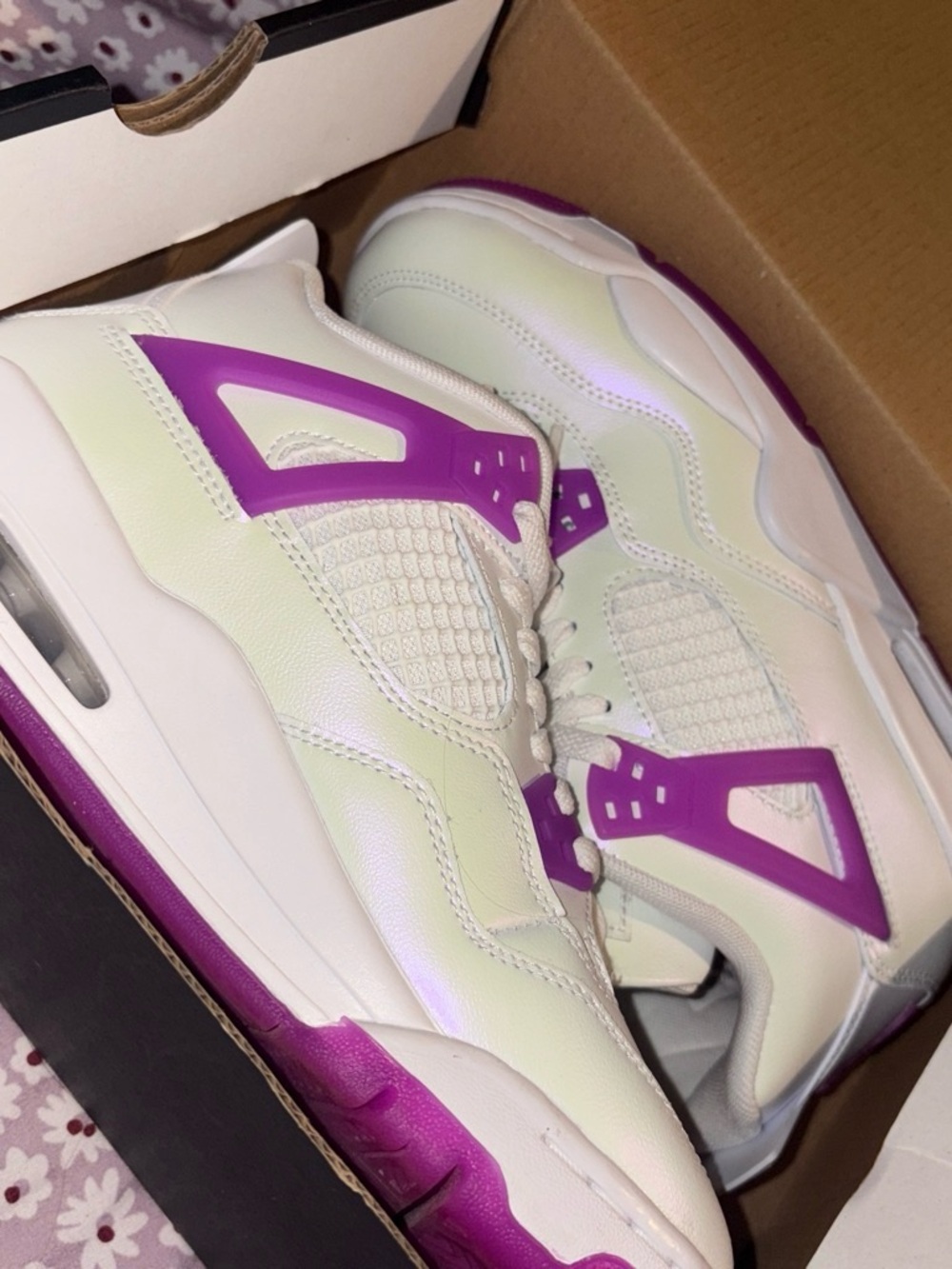 Jordan Women's White and Purple Athletic Sneakers